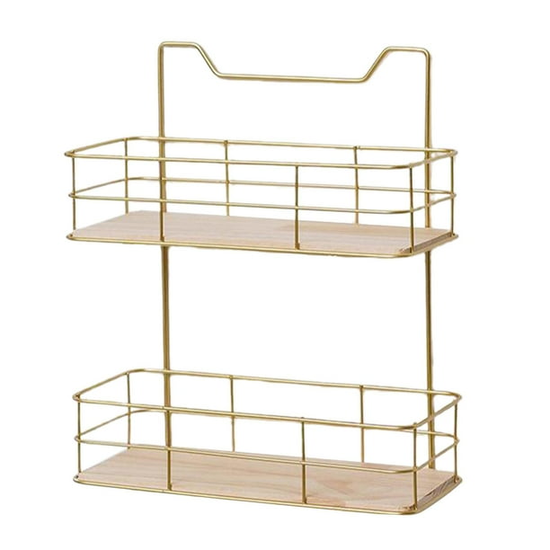 Estante de almacenamiento de hierro de cocina Baoblaze soporte de pared 2 niveles