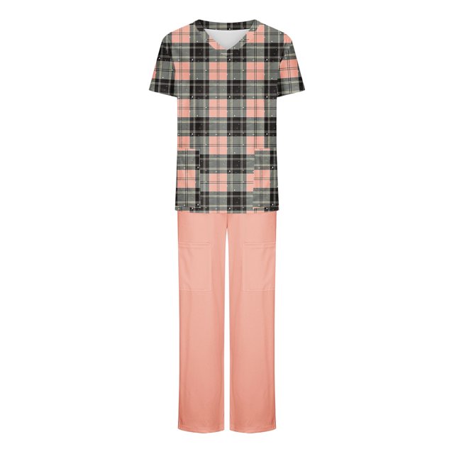 Soki Scrub Set Women Short Sleeve V-Neck T Shirts Top Jogger Pants Working Set on Clearance