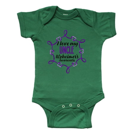 

Inktastic I Love My Uncle Alzheimer s Awareness with Purple Hearts Gift Baby Boy or Baby Girl Bodysuit