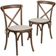 thumbnail image 1 of 2 Pk. HERCULES Series Pecan Cross Back Chair with Cushion, 1 of 8