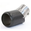 65mm Inlet Dia Round Carbon Fiber Car Exhaust Pipe Muffler Sliver Tone Black