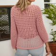 thumbnail image 4 of Women's Lightweight Hollow Out Knit Beach Cover Up Long Sleeve Casual Loose Fit Summer T-Shirt For Outing Oversized T-shirts Short Sleeve Crewneck Casual Tops, 4 of 6