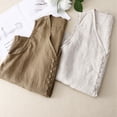 thumbnail image 6 of Women's Soild Color Single-Breasted Linen Vest, Sleeveless Casual Cotton Linen Waistcoat Jacket, Lightweight Summer Layering Piece for Tops and Dresses Khaki XXL, 6 of 9