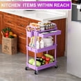 thumbnail image 7 of Yeabett 3 Tier Rolling Utility Cart Organizer with Removable Drawer, Mobile Storage Carts with 2 Lockable Wheels for Bathroom, Kitchen, Snack, Craft, Makeup, Baby Essentials，Purple, 7 of 7