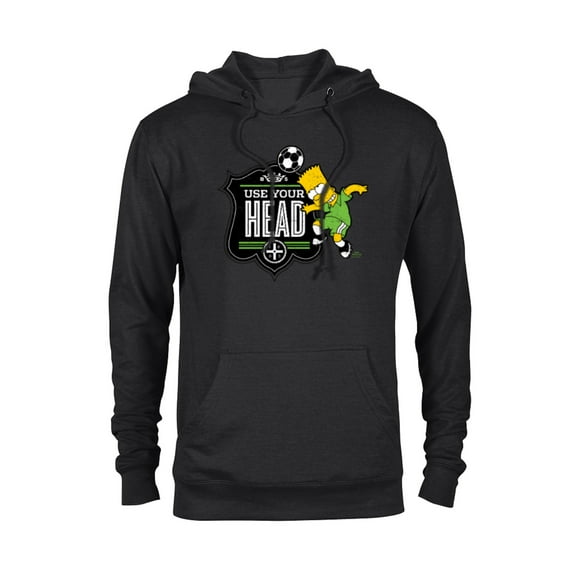The Simpsons Soccer Bart Simpson Use Your Head - Pullover Hoodie for Adults - Customized-Black