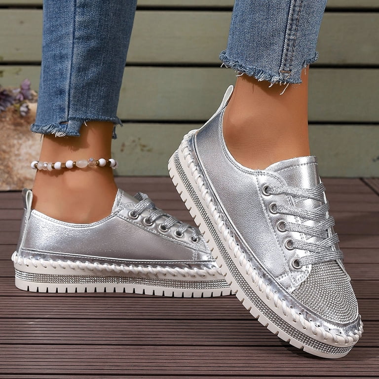 Comfortable,glittery, low Miluxas Women Glitter Sneakers Sparkly Low Top Sequins  main image 4