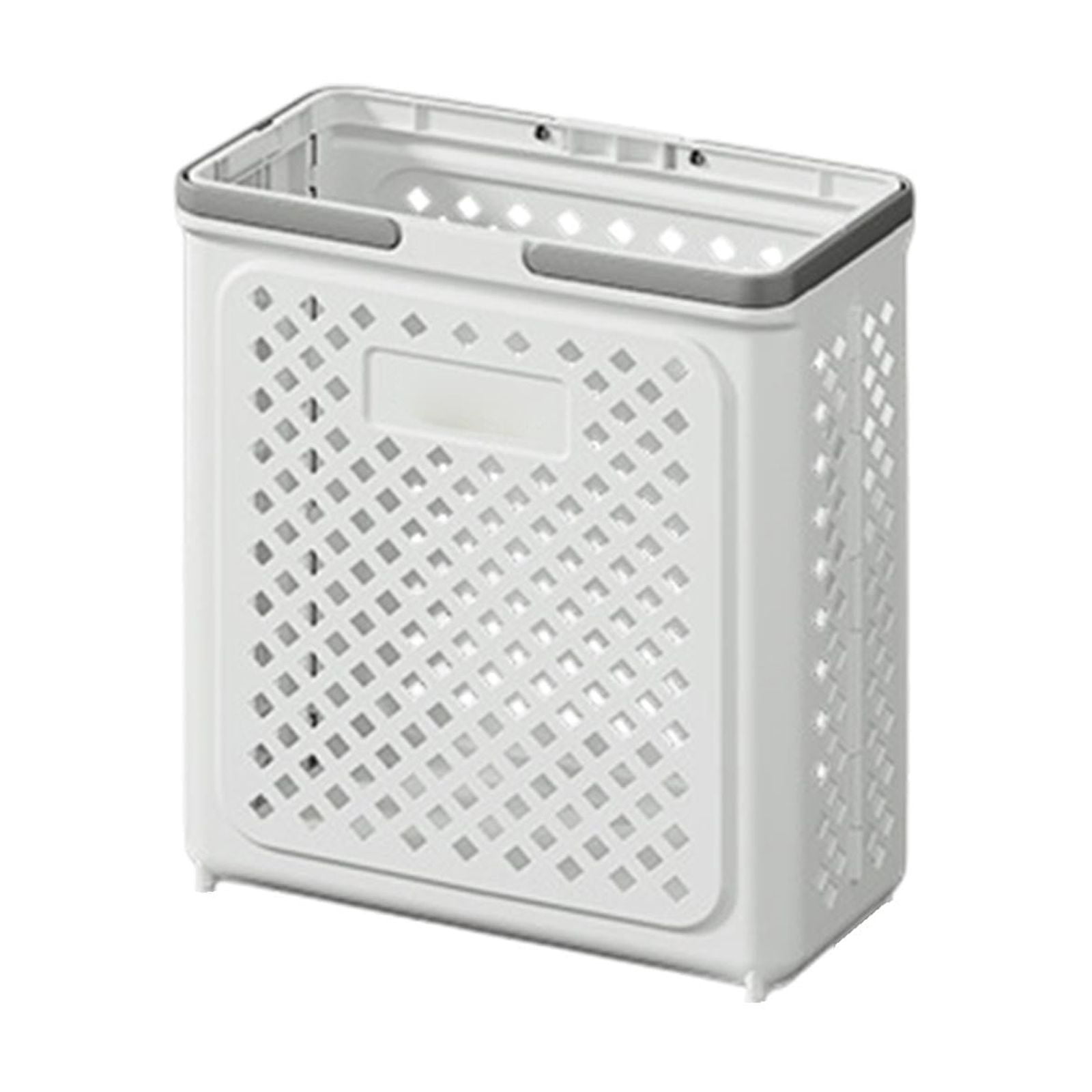Bxaolu 30L Slim Laundry Hamper, Clothes Basket with Handles, Plastic, 14"L x 7.48"W x 17.5"H, White