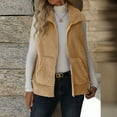 thumbnail image 6 of Cavosen Womens Vests Outerwear Lapel Sleeveless Fleece Vest with Pocket Zipper Hooded Solid Loose Jacket Windproof Warm Fall Outerwear, 6 of 8