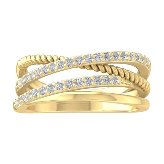 Araiya Fine Jewelry Gift For Mothers Day 10K Yellow Gold Round-shape Lab Grown Diamond Rope Band Ring ( 1/3 cttw, D-F Color, VS Clarity) Size 10