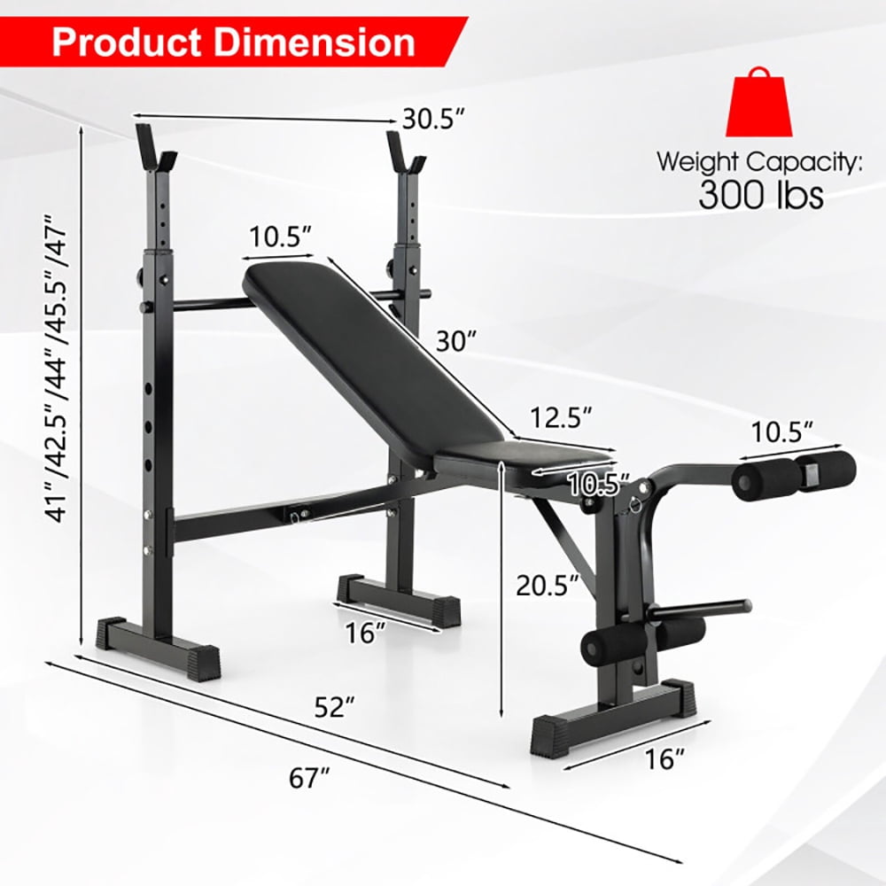 Kadyn Adjustable Weight Bench and Barbell Rack Set with Weight Plate Post