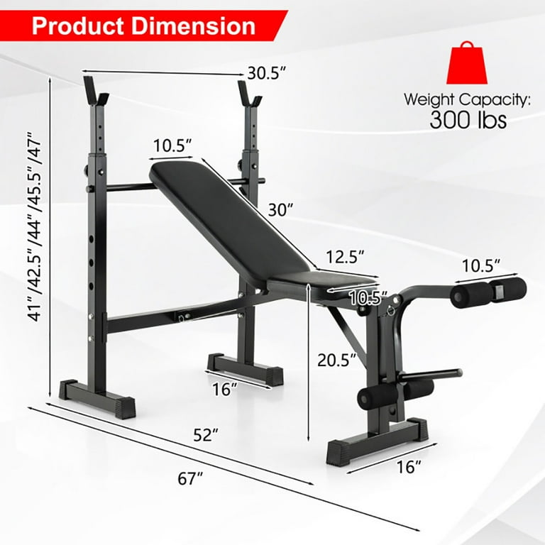 Yardi Yard Adjustable Weight Bench and Barbell Rack Set with Weight Plate Post Barbell Strength Bench Standard Benchs Multiple options