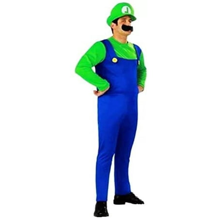 Super Mario Luigi Hat + Pants + Beard - Costume Set For Adults ...
