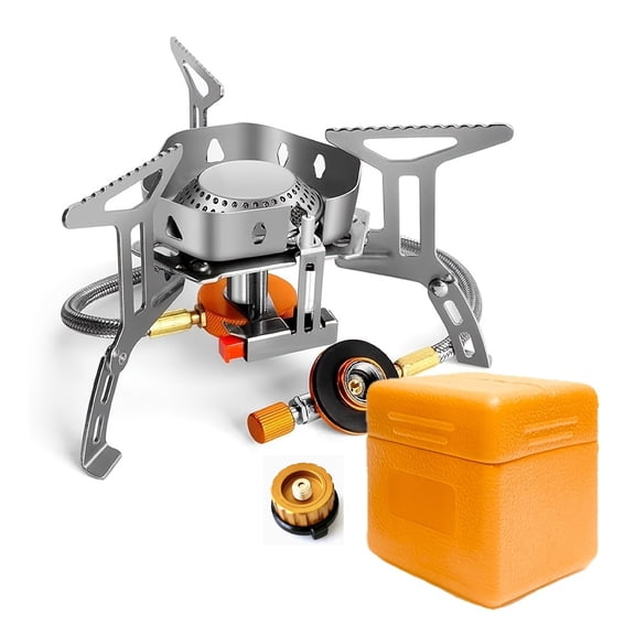 [Portable Camping Stove] Portable And Foldable Stainless Steel Outdoor Camping Stove | Windproof Function, Including A Storage Box - A Gift For Outdoor Enthusiasts, Hiking, Camping, Fishing