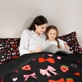 thumbnail image 4 of Erosebridal Princess Bow-tie Girls Twin Bedding Sets 7-Piece, Black Red Strawberry Bedding Comforter Set, 4 of 7
