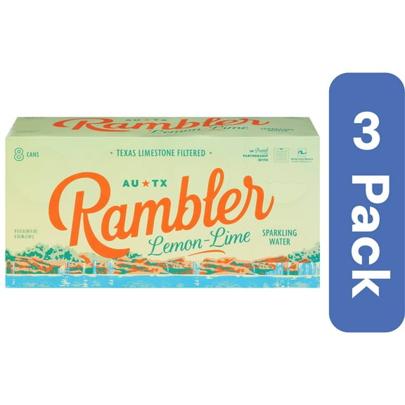 (Pack Of 3) Rambler Lemon Lime Sparkling Water 8 Pack 96 Fl Oz
