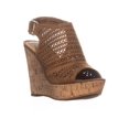 thumbnail image 1 of Womens AR35 Charlize Wedge Peep Toe Sandals, Cognac Cork, 1 of 5