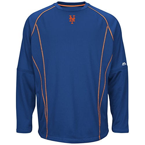 New York Mets MLB Men's Therma Base On-Field Practice Pullover Fleece Blue (XLT) by Profile