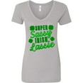 thumbnail image 3 of Inktastic Super Sassy Irish Lassy with Green 4 Leaf Clovers Women's V-Neck T-Shirt, 3 of 5