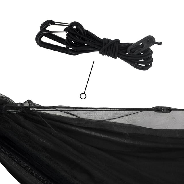 kurtrusly Camping Hammock with Net Netting Hanging Sleep Bed Swing Black