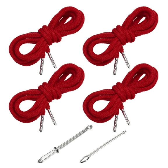 Uxcell 51 Inch Drawstring Cords, 4pcs Replacement Draw Strings with 2pcs Easy Threaders for Shorts Pants Jackets Coats Sweatpants Hoodie, Deep Red