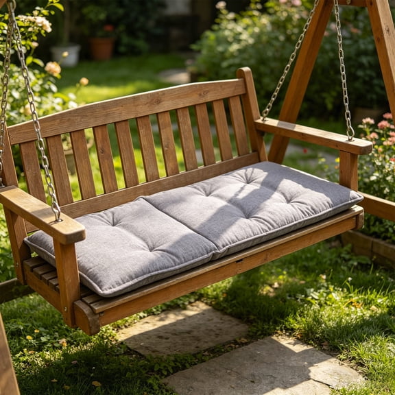 Porch Swing Cushions, Outdoor Swing Cushions, 18.89x47.24 Inch Gray Outdoor Thickened Bench Cushion, Waterproof Cotton Linen For Patio Furniture