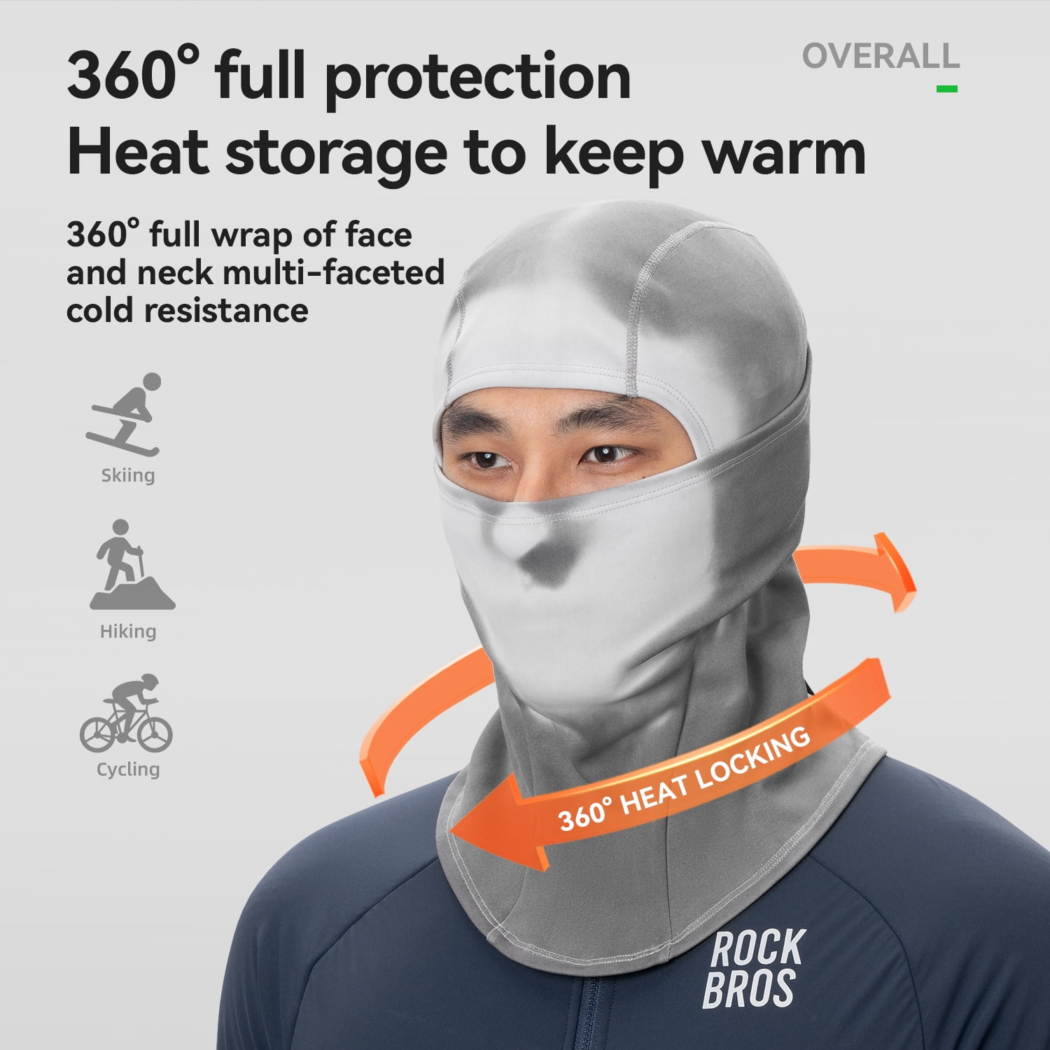ROCKBROS Winter Fleece Head Covers Cycling Balaclavas Thermochromic Full-streth Comprehensive Protection Breathable Face Cover
