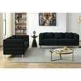thumbnail image 2 of Oversized Leisure Sofa Set of 2, Loveseat and 3 Seater Sofa with Deep Seat and Metal Legs, Comfy Accent Sofa Couch with 5 Pillows for Living Room Bedroom Office, Black, 2 of 7