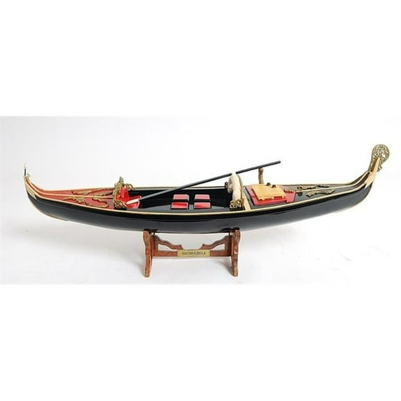 HomeRoots 401944 8 in. Black & Red Venetian Gondola Hand Painted Decorative Boat
