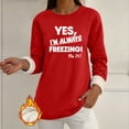 thumbnail image 2 of Tnhcen Women's Plus Size Fleece Lined Sweatshirt, Women's Funny Graphic Long Sleeve Crewneck Top, Casual Sherpa Lined Cold Shoulder Winter Warm Pullover, 2 of 7