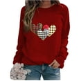 thumbnail image 2 of SOOMLON Womens Valentines Day Sweatshirts Girl Friend Valentines Gift Tunic Long Sleeve Crew Neck Hoodies Tops Funny Heart Graphic Pullovers Shirts Fashion Festival Clothes 2025 Wine 2XL, 2 of 4