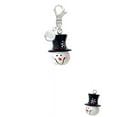 thumbnail image 2 of Delight Jewelry Resin Snowman Head with Top Hat - Silvertone Clip on Charm with Clear Crystal Drop, 2 of 4