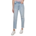 thumbnail image 1 of Calvin Klein Jeans Womens Ripped Raw-Hem High Rise Straight Jeans, Blue, 31, 1 of 4