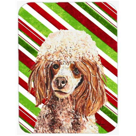 Red Miniature Poodle Candy Cane Christmas Mouse Pad, Hot Pad Or Trivet, 7.75 x 9.25 In.