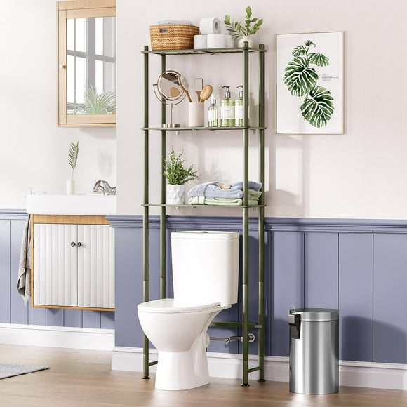 Estantería AmazerBath de Bambú de 3 Niveles para Sobre el Inodoro 180x64x25 cm