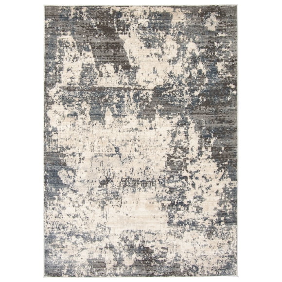Oregon Abstract Cream/Grey Polypropylene Rug 5'3" x 7'3"