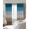 thumbnail image 4 of Blue Beige Brown Blackout Curtains for Bedroom Living Room Darkening Curtains 63 Inches Long Country Retro Gradient Wooden Grain Window Curtain 2 Panels Set Window Treatment Grommet Drapes 52"x63", 4 of 9