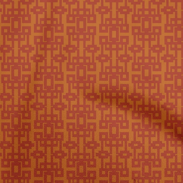 oneOone Cotton Cambric Red Fabric Geometric Craft Projects Decor Fabric Printed By The Yard 42 Inch Wide