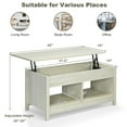 thumbnail image 2 of Resenkos Coffee Table, Modern Sofa Table Tea Table,Lift Top Coffee Table with Hidden Storage Compartment and Lower Shelf for Study Room-White, 2 of 6