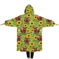 thumbnail image 2 of Oversized Wearable Blanket Hoodie,Highland Cow Sunflower Field Pattern Sherpa Blanket Hoodie with Super Pockets,Super Warm Fuzzy Pullover for Women & Men, 2 of 6