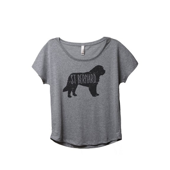 Thread Tank St Bernard Dog Silhouette Women's Relaxed Slouchy Dolman T-Shirt Tee Heather Grey Small