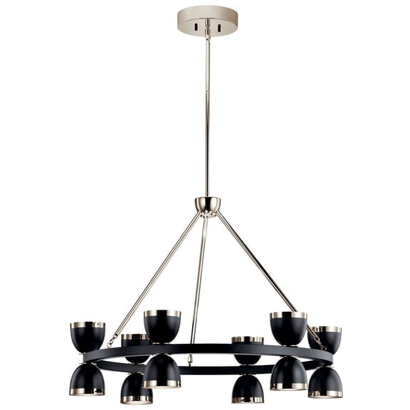 52418BKLED-Kichler Lighting-Baland - 12 LED Large Chandelier In Mid-Century Modern Style-23 Inches Tall and 31 Inches Wide-Black Finish