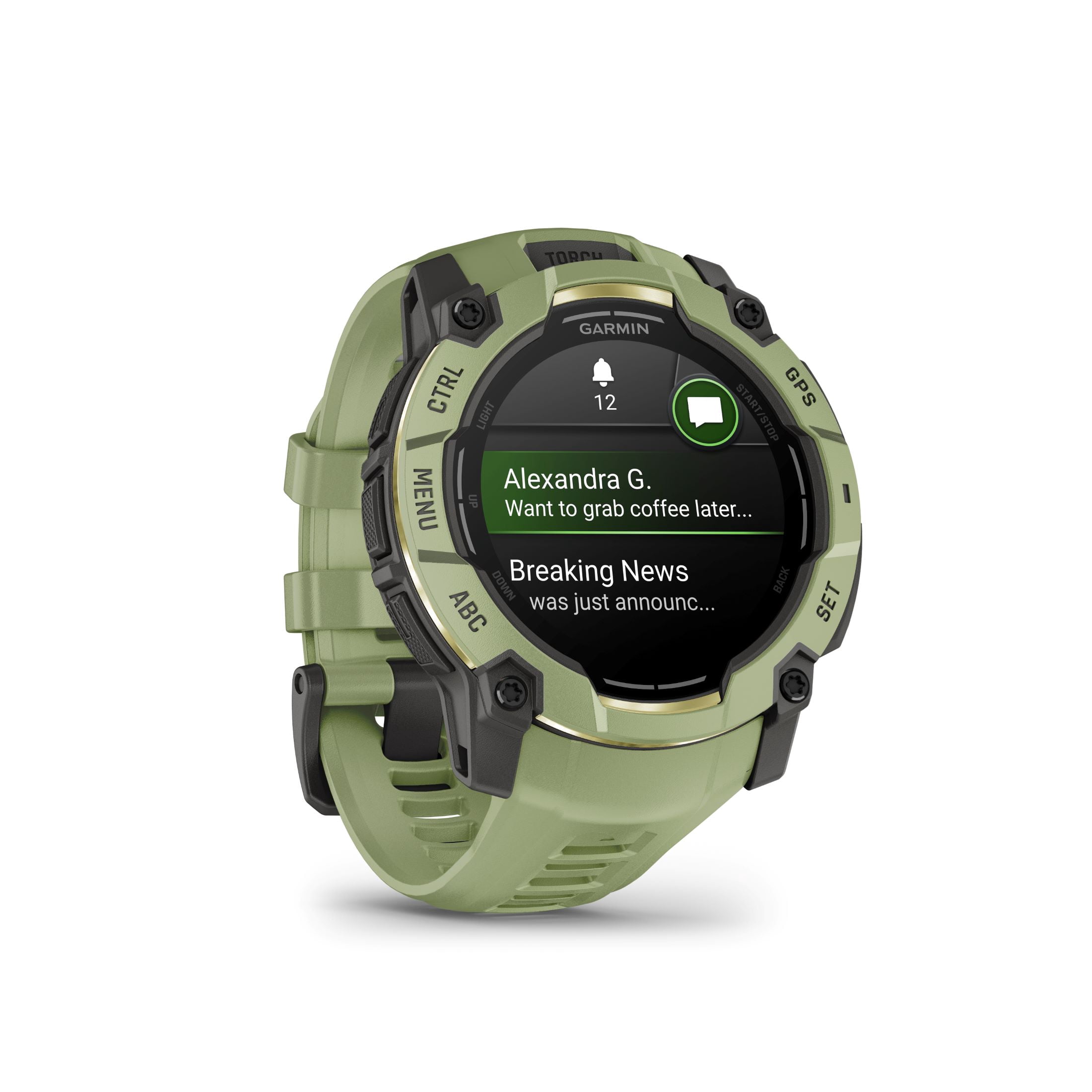 Garmin Instinct 3 – 50 mm, AMOLED Display, Rugged Outdoor GPS Smartwatch, Built-In Flashlight, Alpine Rush Collection Limited Edition Color, Fern Green with Fern Green Band