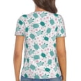 thumbnail image 5 of Zufioo Sea Turtle for Women's Deep V-neck Short-sleeved T-shirt, Top with Short Sleeves - with Stainless Steel Buckle, Moisture Wicking, Ideal Home Wear-Large, 5 of 9