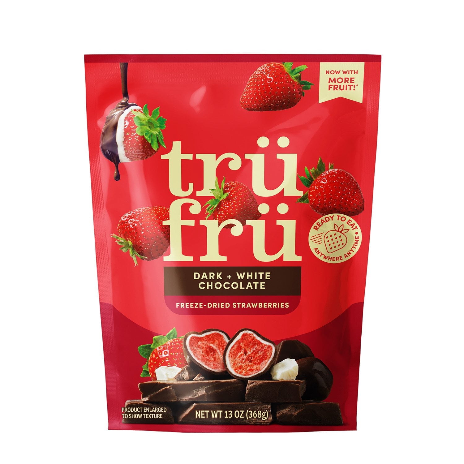 2 Packs Tru Fru Dark and White Chocolate Freeze-Dried Strawberries 13 oz Each