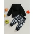 thumbnail image 3 of Newborn Baby Boys Halloween Outfits Long Sleeve Hooded Letters Print Hoodie with Pumpkin Print Sweatpants 2Pcs Fall Clothes, 3 of 7