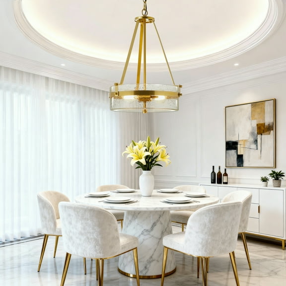 NATYSWAN Vintage Industrial Cage Chandelier with Glass Shade, 13.5 Inch Wide E26 Socket Ceiling Light for Kitchen Island Dining Room（Bulb Not Included）