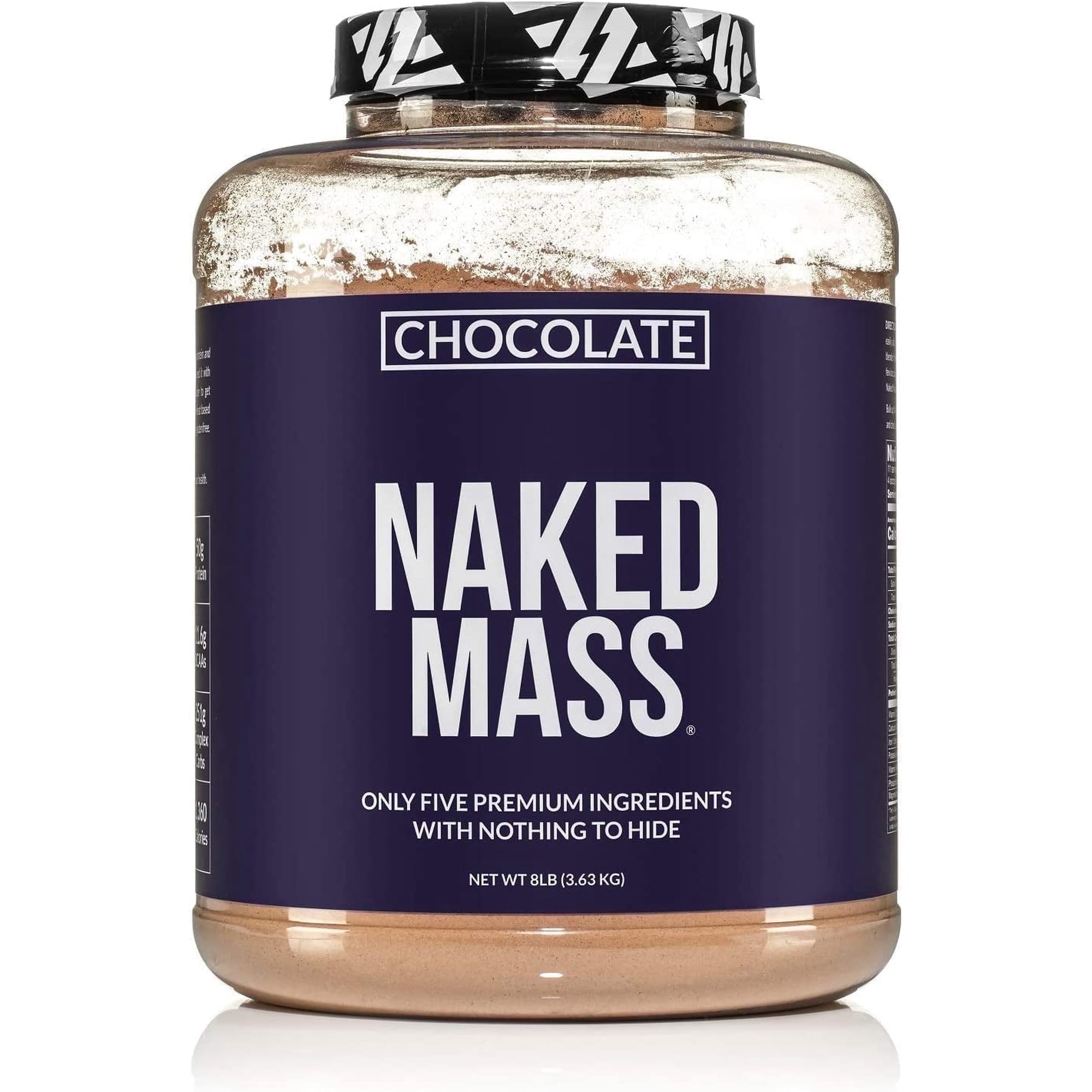 NAKED Chocolate Mass Gainer - All Natural Weight Gainer Protein Powder - 8lb Bulk, GMO Free, Gluten Free & Soy Free. No Artificial Ingredients - 1,360 Calories