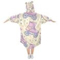 thumbnail image 2 of FORMRS Wearable Blanket Hoodie with Sleeves for Kids Cozy Flannel Sweatshirt, Roller Disco, 2 of 7