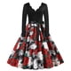 thumbnail image 1 of Disfraz de Halloween con estampado de calavera aterrador para mujer, disfraz de carnaval, fiesta para niña, vestidos de fiesta de noche de manga larga de los años 50, 1 of 1