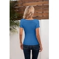 thumbnail image 2 of Vichvvy Womens Tops V Neck Summer Short Sleeve Casual Slim Fitted Tshirt, 2 of 6